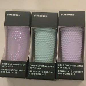 💜💚🤍 Starbucks lilac/mint/icy white Studded Tumbler cup Ornament keychains
